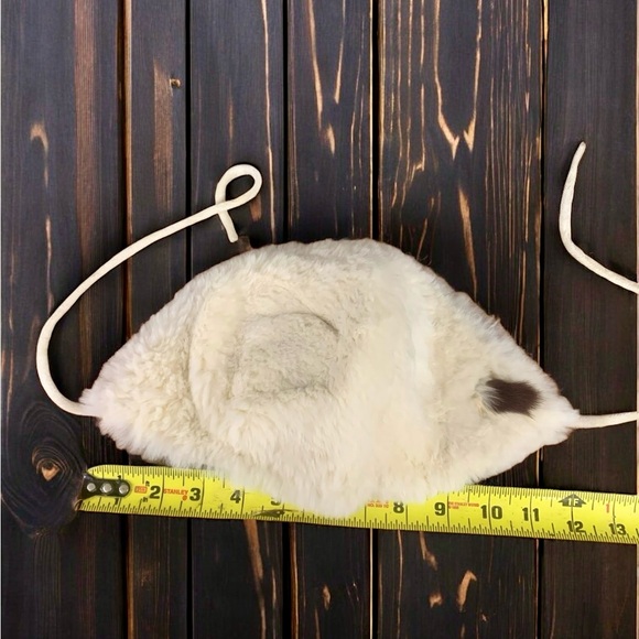 Vintage Real Fur Cream Hand Warmer and Mask Set - Picture 12 of 14